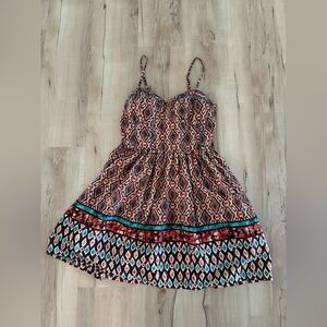 American Rag Boho Print Dress M | Sweetheart Neck Smocked Sundress
